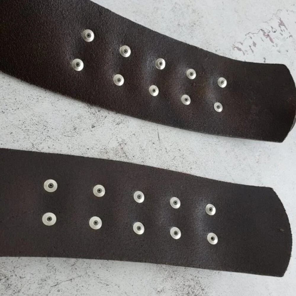 Vintage Avignon Brown Leather Embellished Metalwork Wide Belt size M Bohemian - Picture 9 of 10